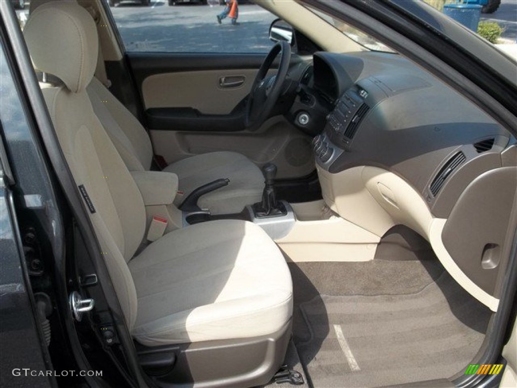 2009 Elantra SE Sedan - Black Pearl / Beige photo #10