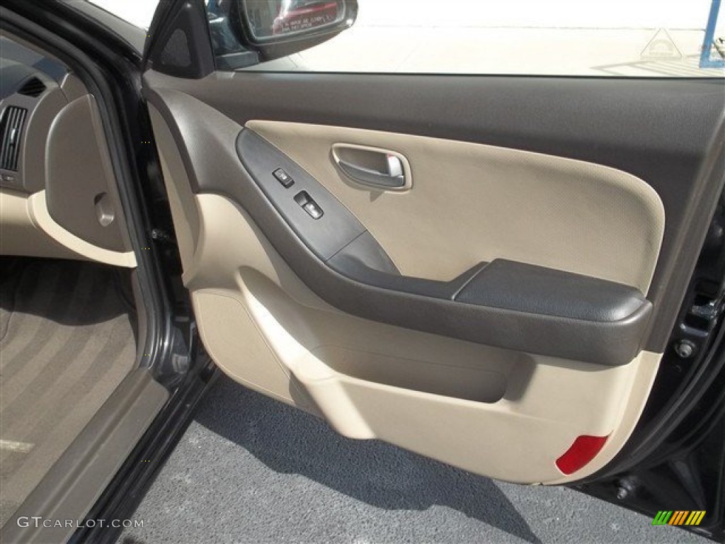 2009 Elantra SE Sedan - Black Pearl / Beige photo #11