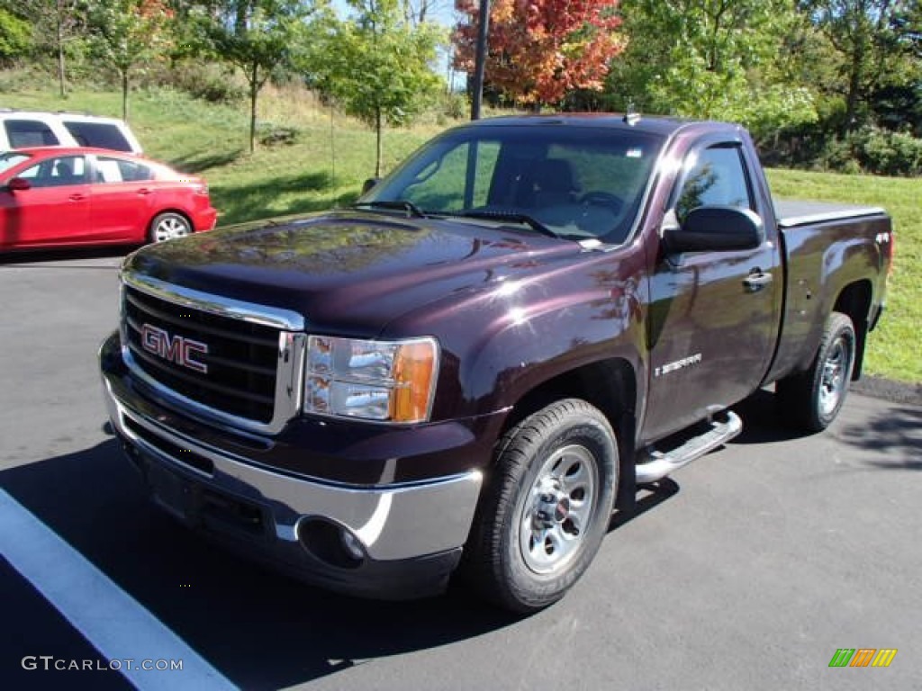 2009 Sierra 1500 Work Truck Regular Cab 4x4 - Dark Crimson Metallic / Dark Titanium photo #3