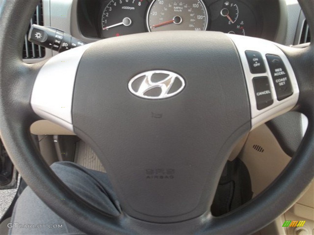 2009 Elantra SE Sedan - Black Pearl / Beige photo #23
