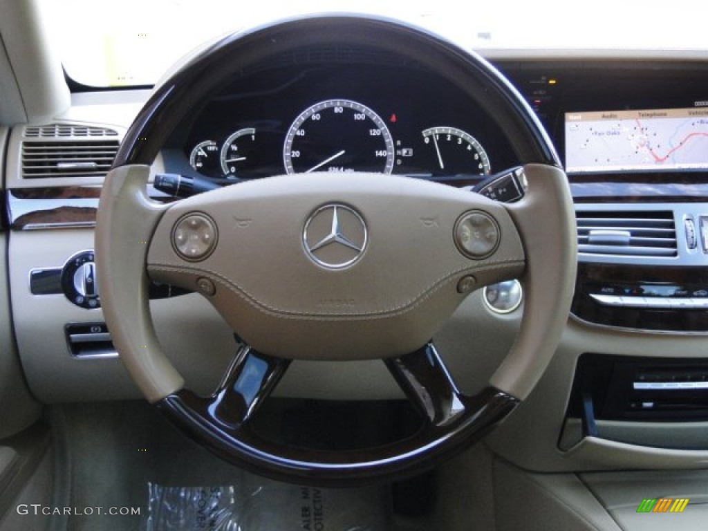 2007 Mercedes-Benz S 550 Sedan Cashmere/Savanna Steering Wheel Photo #85773142