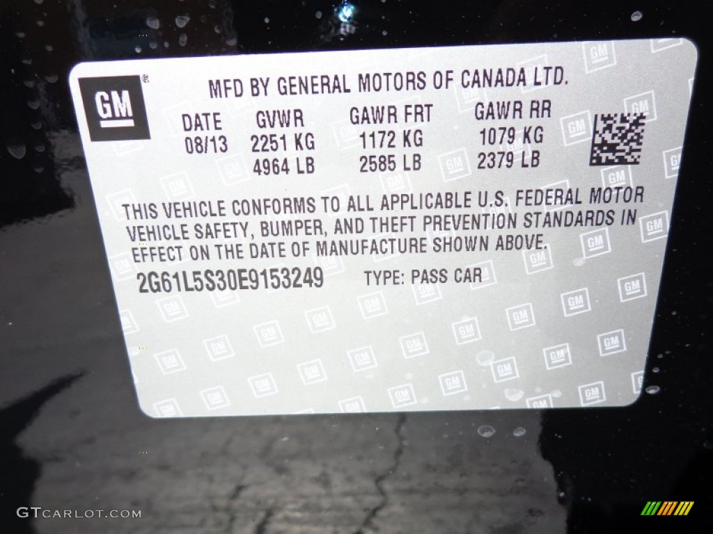 2014 Cadillac XTS Luxury FWD Info Tag Photo #85779154