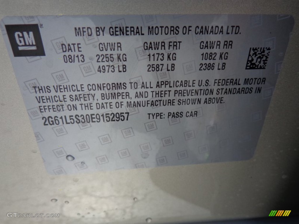 2014 Cadillac XTS Luxury FWD Info Tag Photos