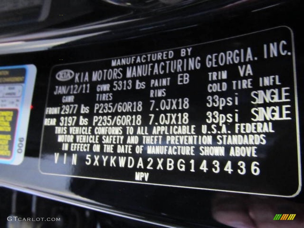 2011 Sorento SX V6 AWD - Ebony Black / Black photo #14