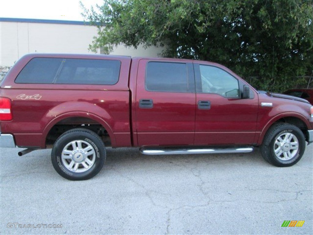 2004 F150 Lariat SuperCrew 4x4 - Dark Toreador Red Metallic / Tan photo #3