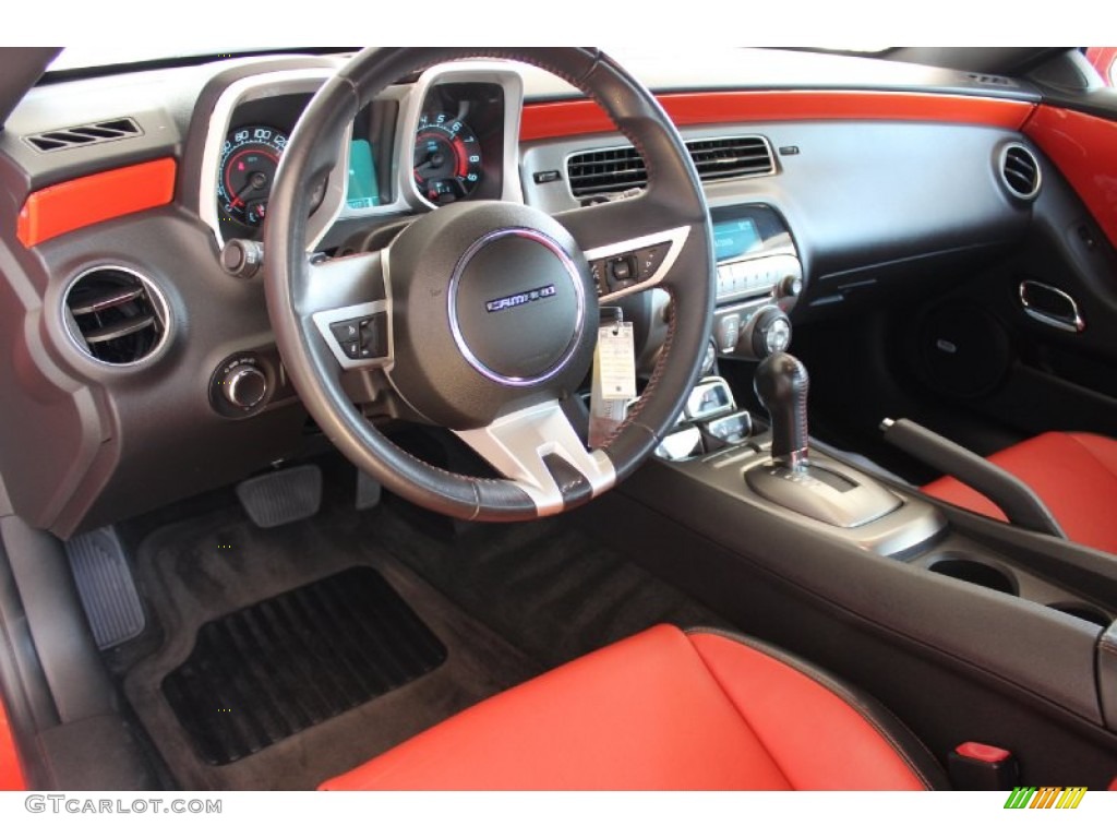 2010 Chevrolet Camaro SS/RS Coupe Black/Inferno Orange Dashboard Photo #85796977