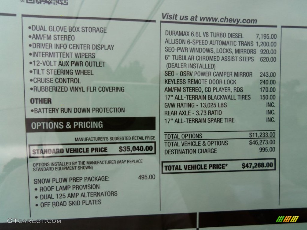 2014 Chevrolet Silverado 3500HD WT Regular Cab Dual Rear Wheel 4x4 Window Sticker Photo #85797793