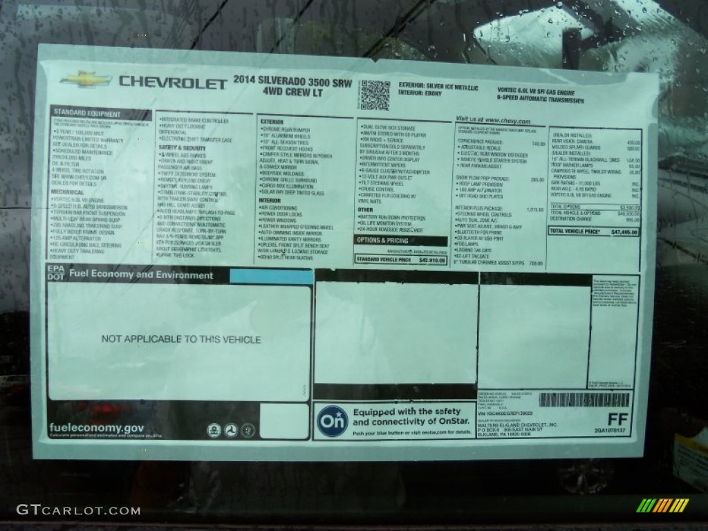 2014 Chevrolet Silverado 3500HD LT Crew Cab 4x4 Window Sticker Photo #85798660