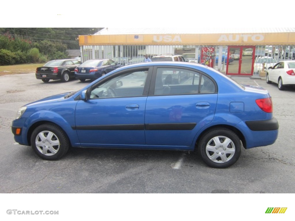 2007 Rio LX Sedan - Sapphire Blue / Beige photo #3