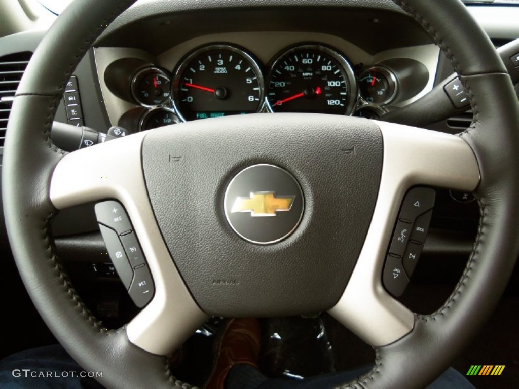 2014 Chevrolet Silverado 3500HD LT Crew Cab 4x4 Ebony Steering Wheel Photo #85799181