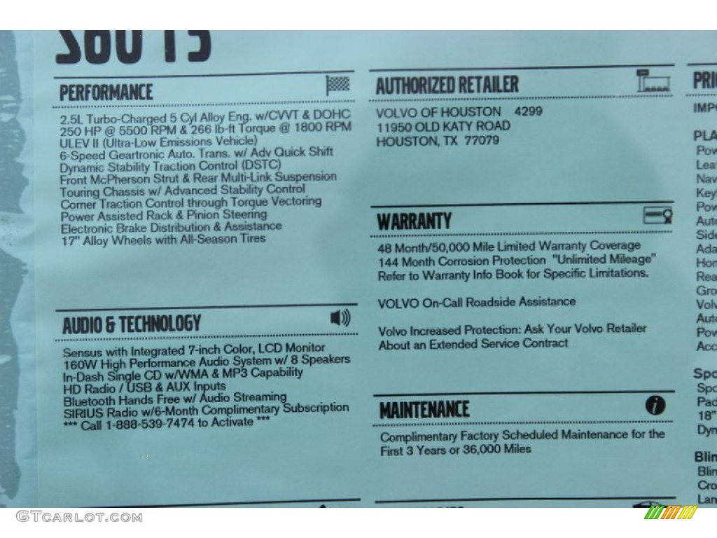 2014 Volvo S60 T5 Window Sticker Photo #85799210