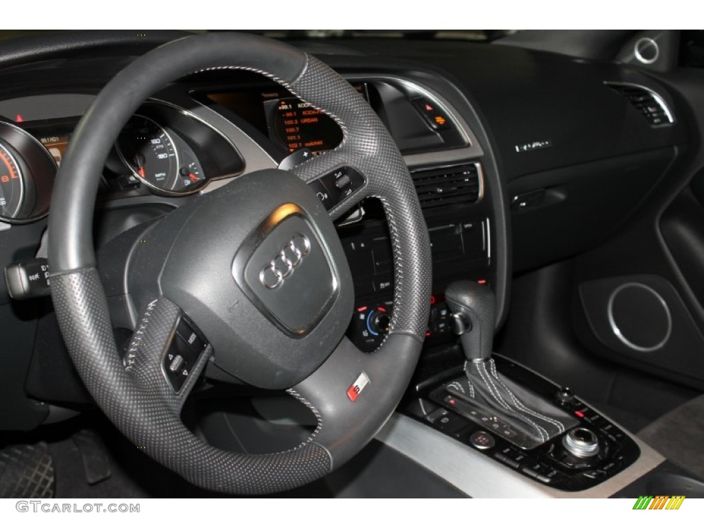 2011 Audi A5 2.0T quattro Coupe Black Steering Wheel Photo #85806952