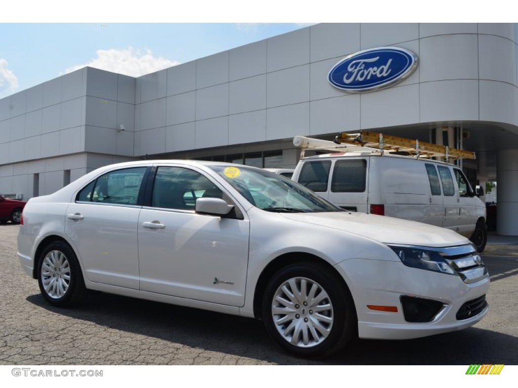 2012 Fusion Hybrid - White Platinum Tri-Coat / Medium Light Stone photo #1