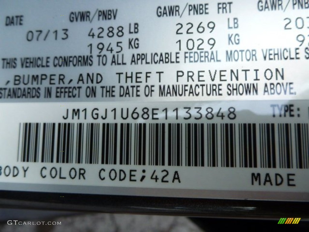 2014 MAZDA6 Color Code 42A for Meteor Gray Mica Photo #85810069