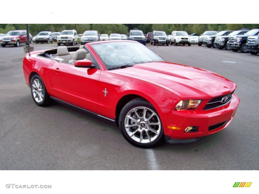 2011 Mustang V6 Premium Convertible - Race Red / Stone photo #3