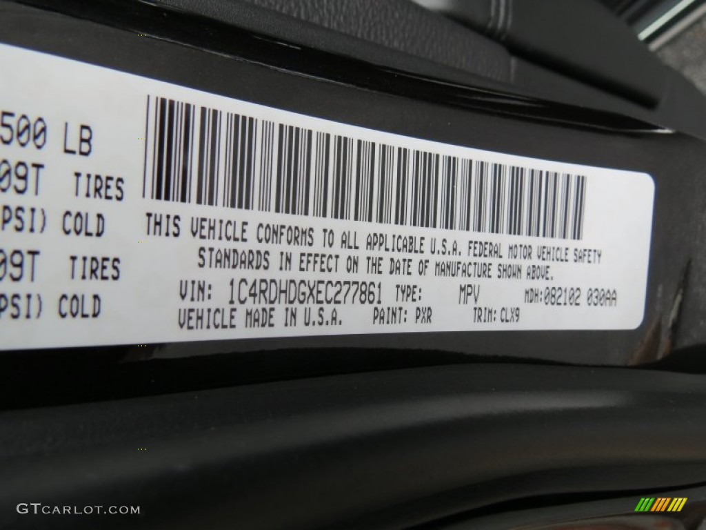 2014 Durango Color Code PXR for Brilliant Black Crystal Pearl Photo #85811344