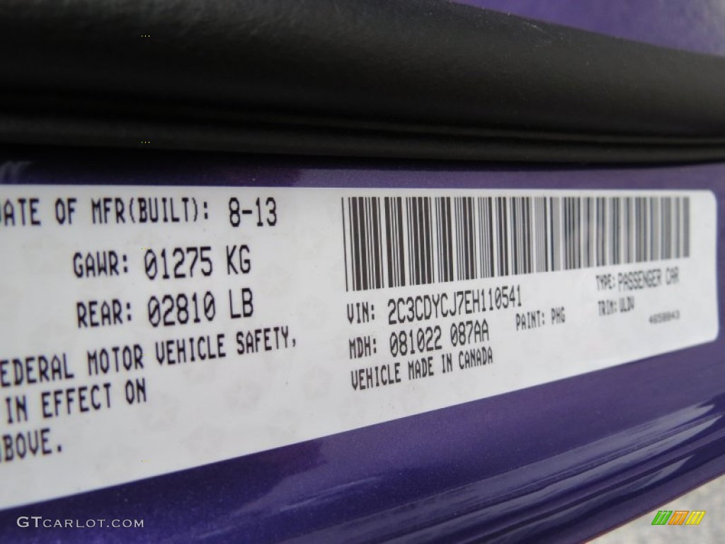 2014 Challenger Color Code PHG for Plum Crazy Pearl Coat Photo #85815835
