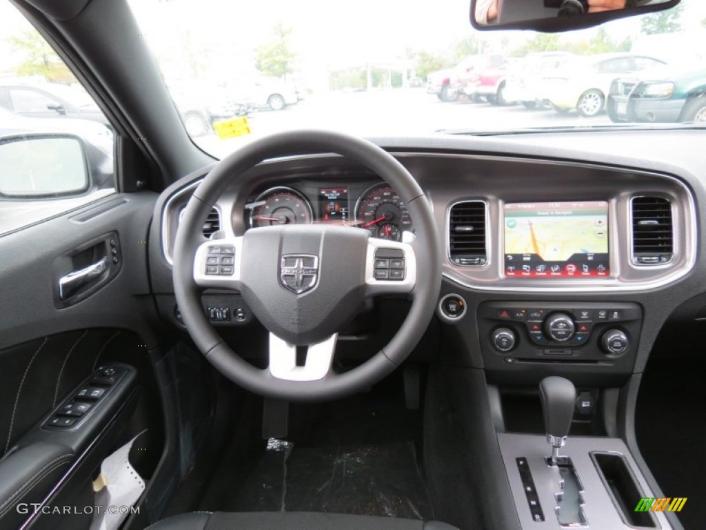 2014 Dodge Charger R/T Road & Track Black Dashboard Photo #85817108