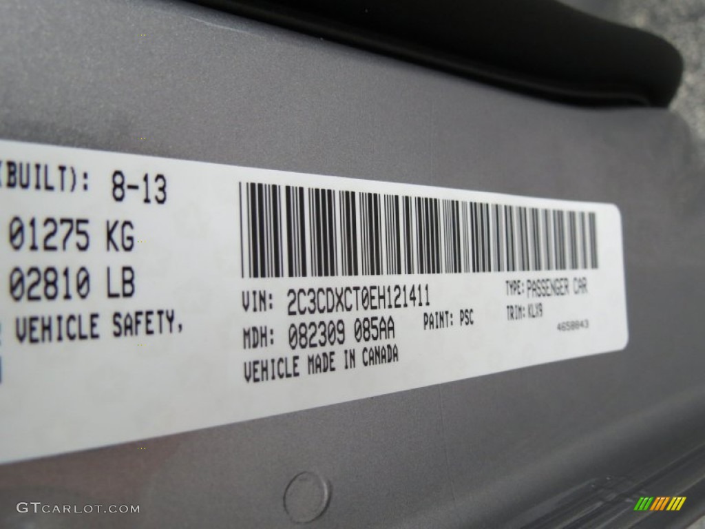 2014 Dodge Charger R/T Road & Track Color Code Photos