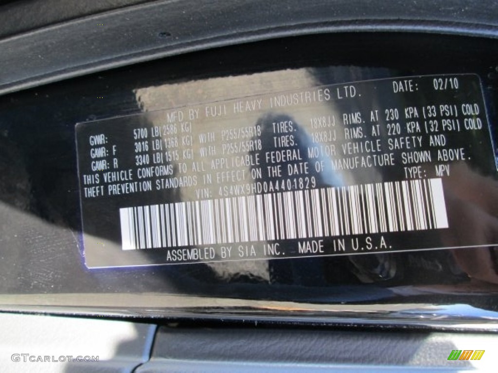 2010 Tribeca 3.6R Limited - Crystal Black Silica / Desert Beige photo #35