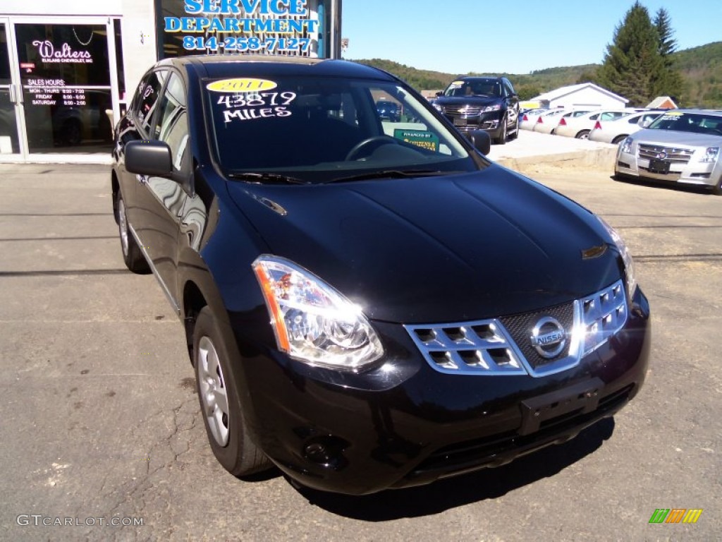 2011 Rogue S AWD - Wicked Black / Black photo #2