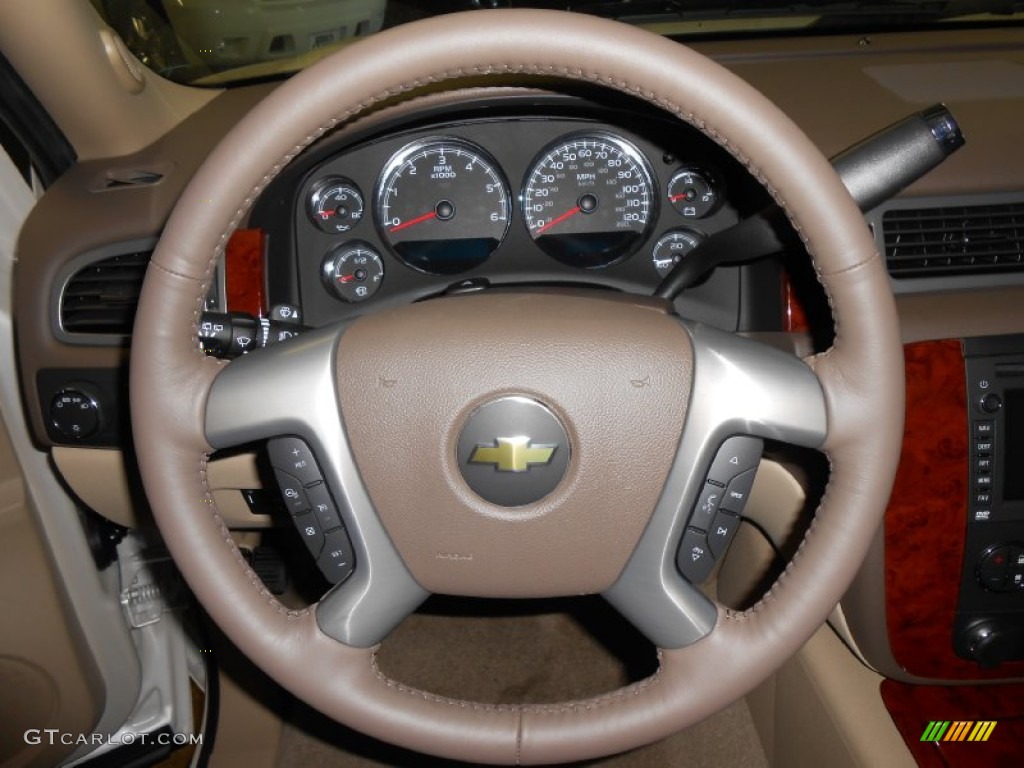 2014 Chevrolet Tahoe LTZ 4x4 Light Cashmere/Dark Cashmere Steering Wheel Photo #85830706