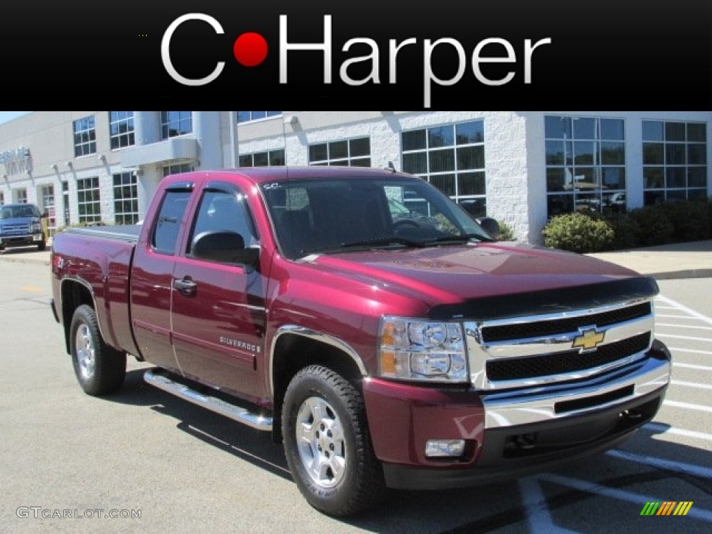 2009 Silverado 1500 LT Extended Cab 4x4 - Dark Cherry Red Metallic / Ebony photo #1