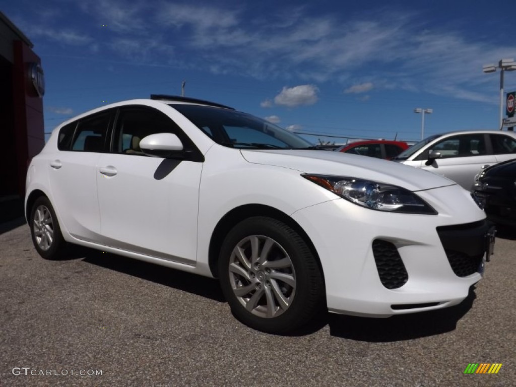 2012 MAZDA3 i Grand Touring 5 Door - Crystal White Pearl Mica / Dune Beige photo #4