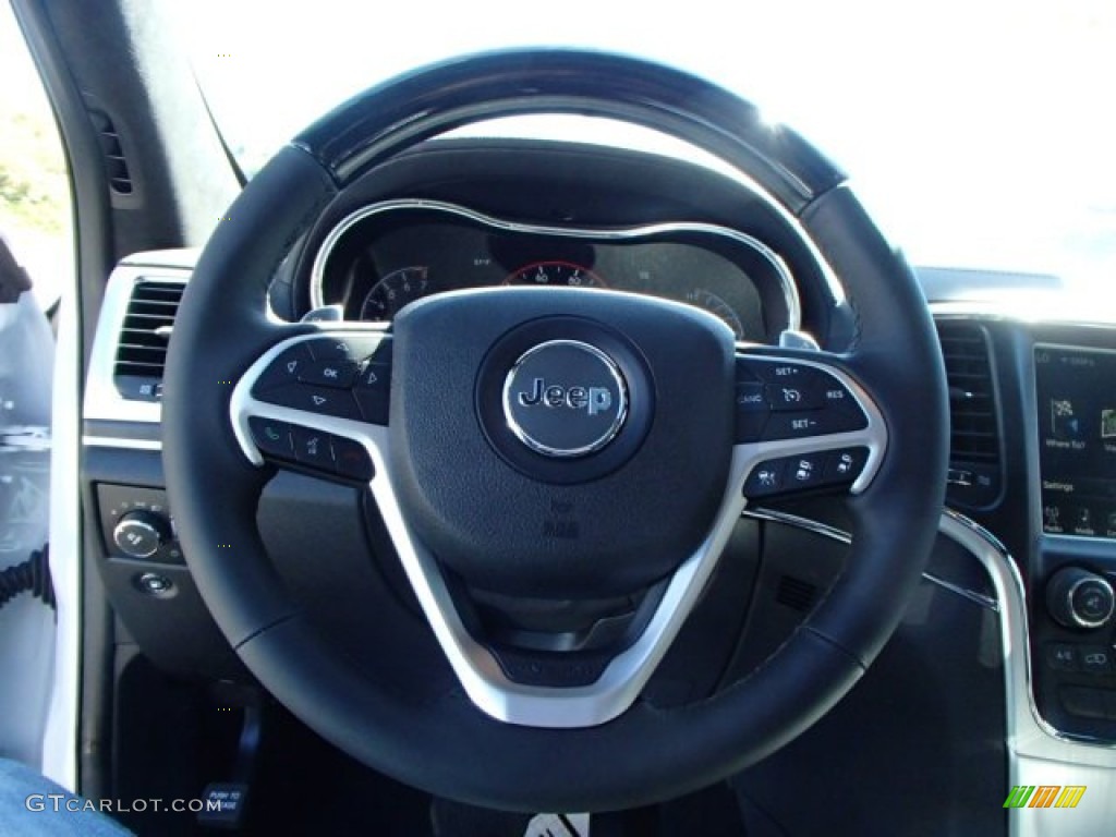 2014 Jeep Grand Cherokee Summit 4x4 Summit Morocco Black Natura Leather Steering Wheel Photo #85833097