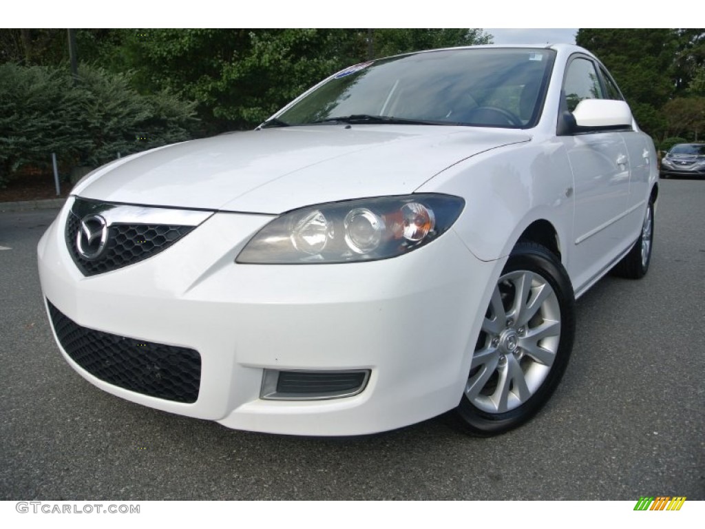2008 MAZDA3 i Sport Sedan - Rally White / Beige photo #1