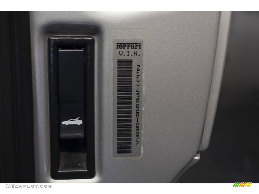 2002 Ferrari 360 Spider F1 Info Tag Photos