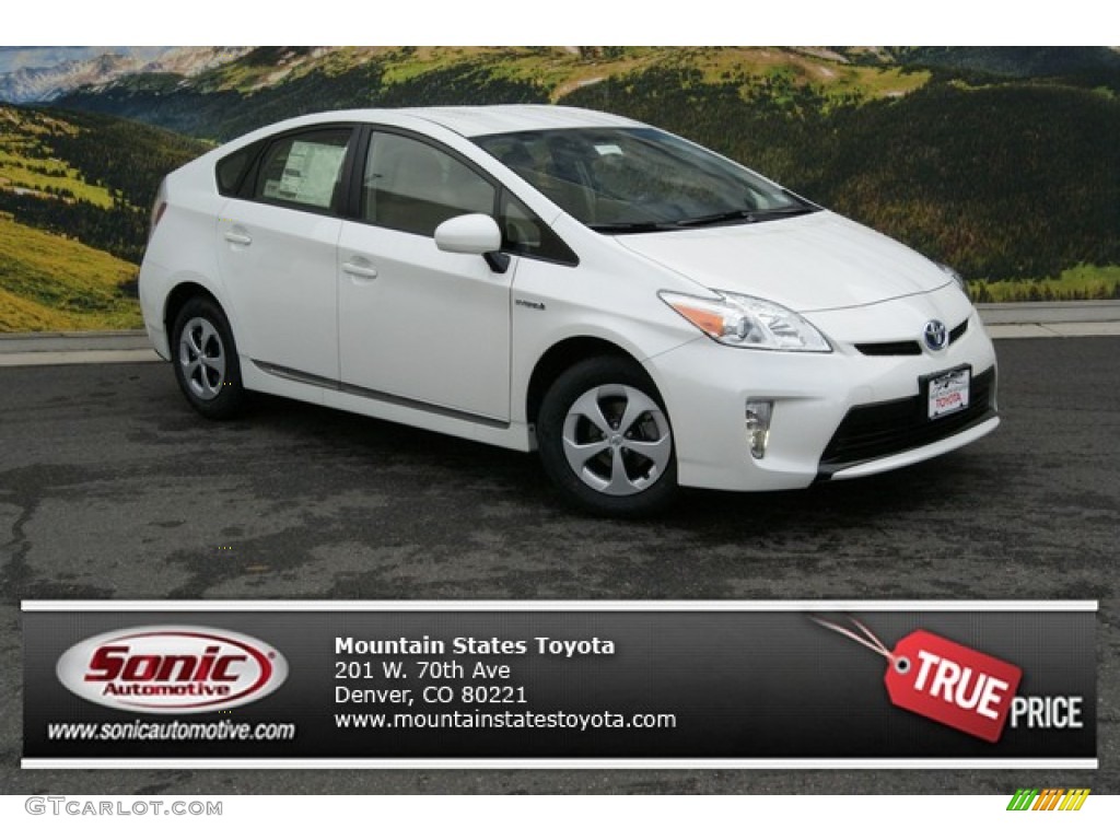 2013 Prius Three Hybrid - Blizzard White Pearl / Bisque photo #1