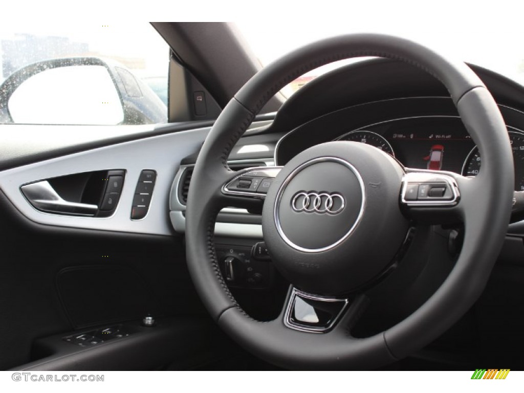 2014 Audi A7 3.0T quattro Prestige Black Steering Wheel Photo #85845877