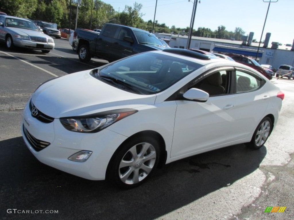 2011 Elantra Limited - Pearl White / Beige photo #6