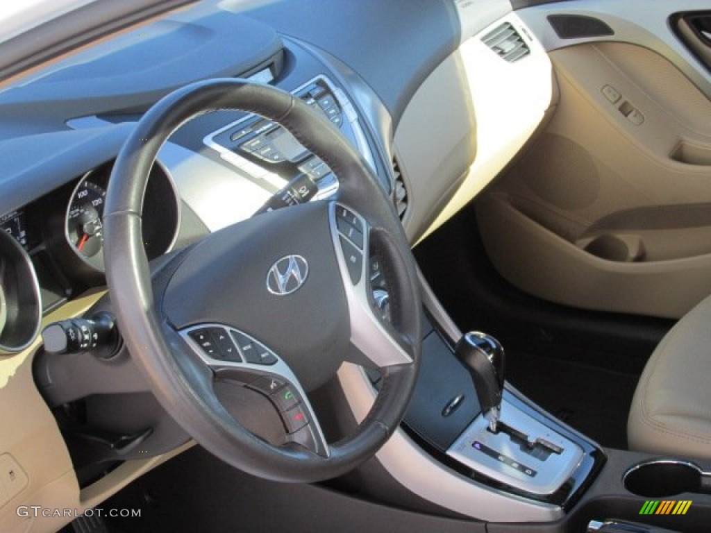 2011 Elantra Limited - Pearl White / Beige photo #12