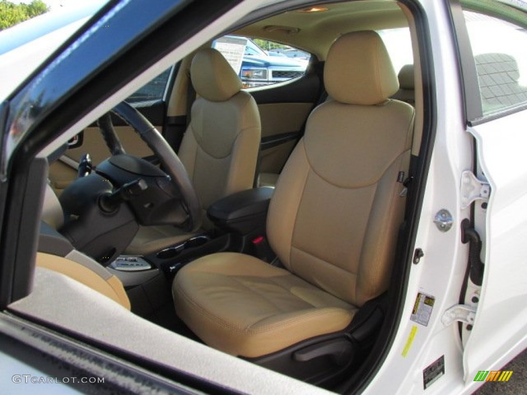 2011 Elantra Limited - Pearl White / Beige photo #13