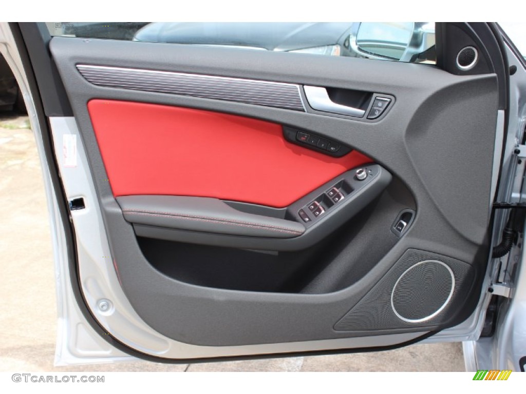 2014 Audi S4 Premium plus 3.0 TFSI quattro Black/Magma Red Door Panel Photo #85847905