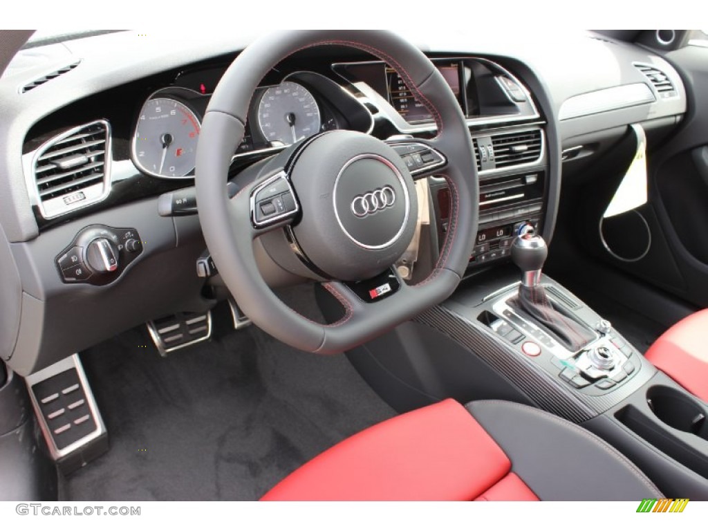 Black/Magma Red Interior 2014 Audi S4 Premium plus 3.0 TFSI quattro Photo #85847938
