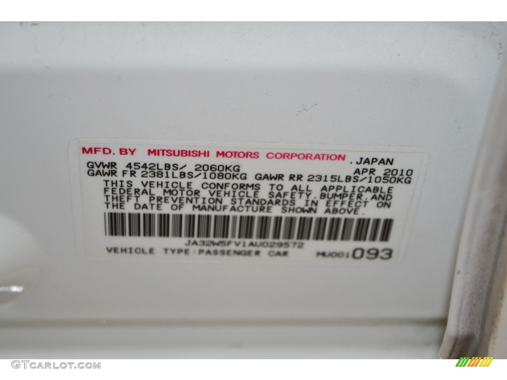 2010 Lancer Evolution MR Touring - Wicked White / Black Full Leather photo #10