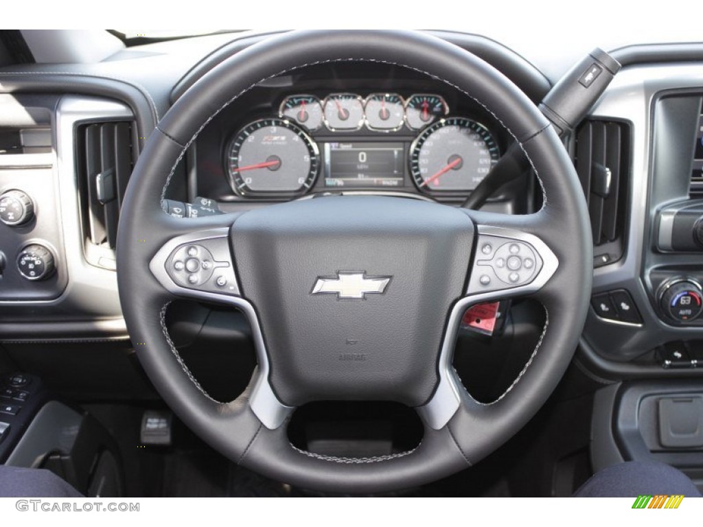 2014 Chevrolet Silverado 1500 LTZ Z71 Crew Cab 4x4 Jet Black Steering Wheel Photo #85850707