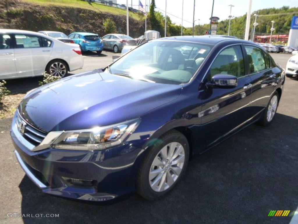 2014 Accord EX-L Sedan - Obsidian Blue Pearl / Gray photo #7