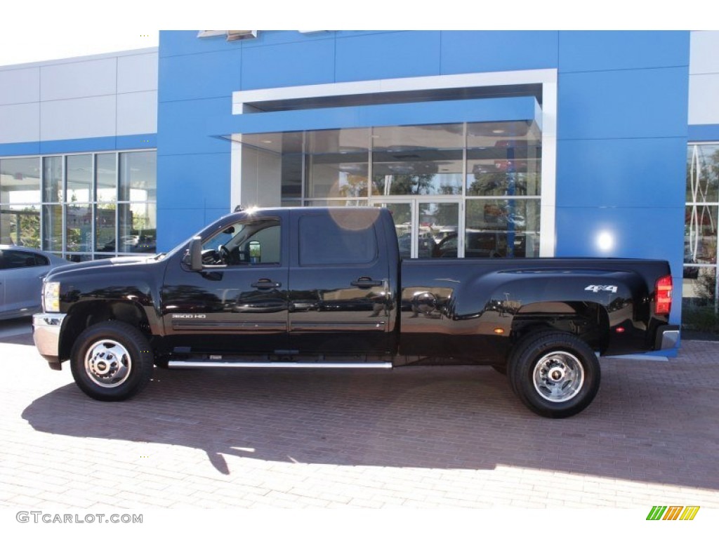 Black 2014 Chevrolet Silverado 3500HD LT Crew Cab Dual Rear Wheel 4x4 Exterior Photo #85851358