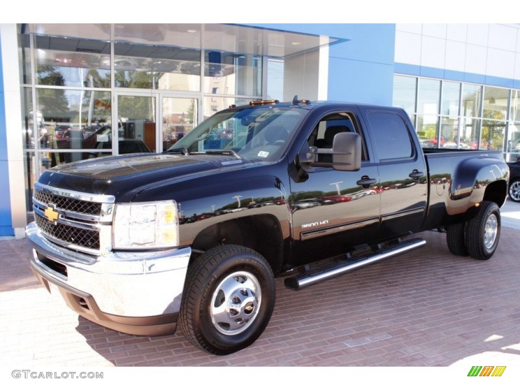 Black 2014 Chevrolet Silverado 3500HD LT Crew Cab Dual Rear Wheel 4x4 Exterior Photo #85851412