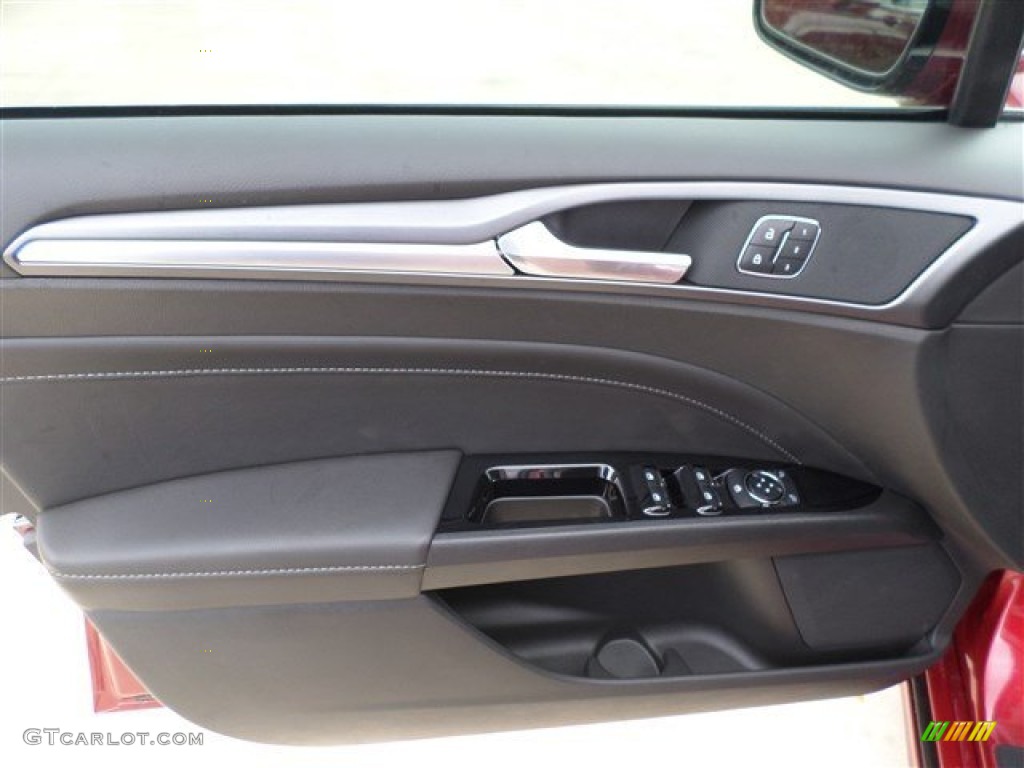 2014 Ford Fusion Energi Titanium Charcoal Black Door Panel Photo #85858186