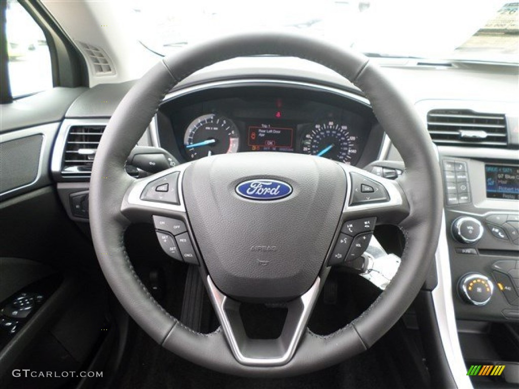 2014 Ford Fusion SE Charcoal Black Steering Wheel Photo #85858705