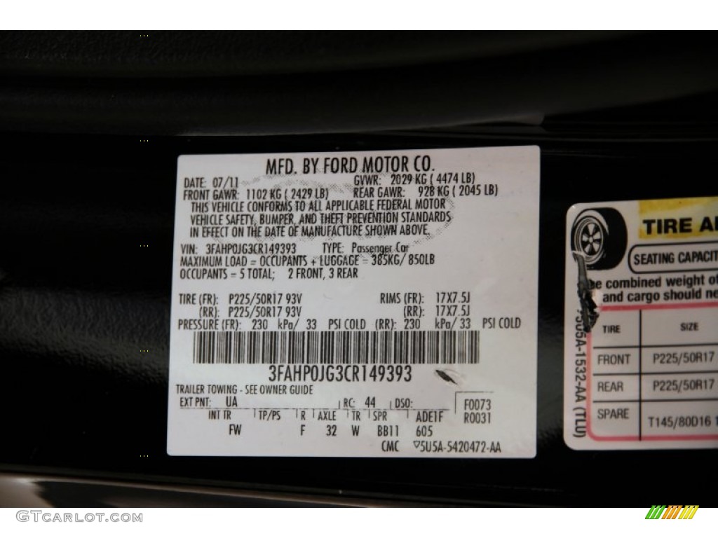 2012 Fusion SEL V6 - Black / Charcoal Black photo #22