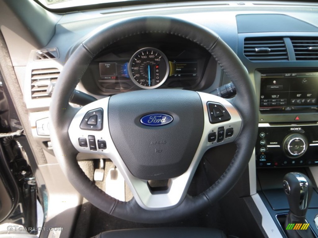 2014 Ford Explorer Limited Charcoal Black Steering Wheel Photo #85863577