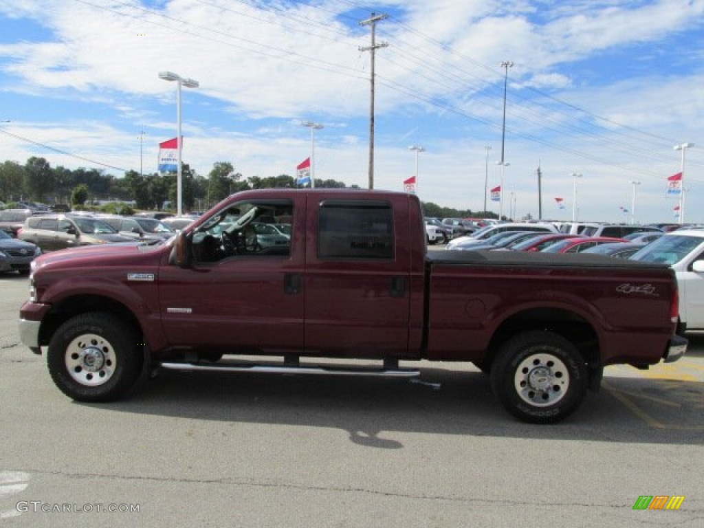 2005 F250 Super Duty XLT Crew Cab 4x4 - Dark Toreador Red Metallic / Medium Flint photo #7
