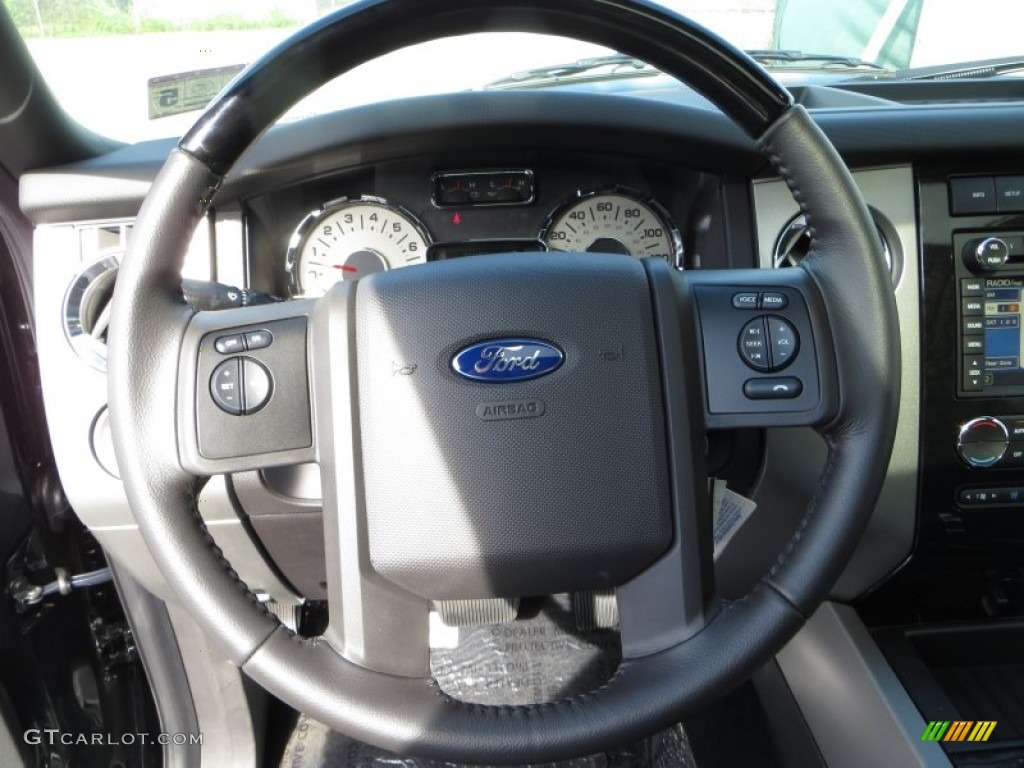 2014 Ford Expedition EL Limited Charcoal Black Steering Wheel Photo #85865530