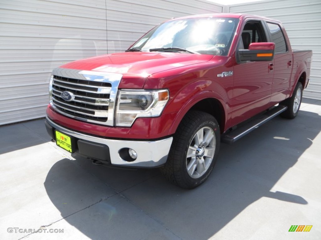 2013 F150 Lariat SuperCrew 4x4 - Ruby Red Metallic / Black photo #7